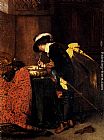 Ferdinand Roybet Famous Paintings - A Cavalier Lighting A Pipe